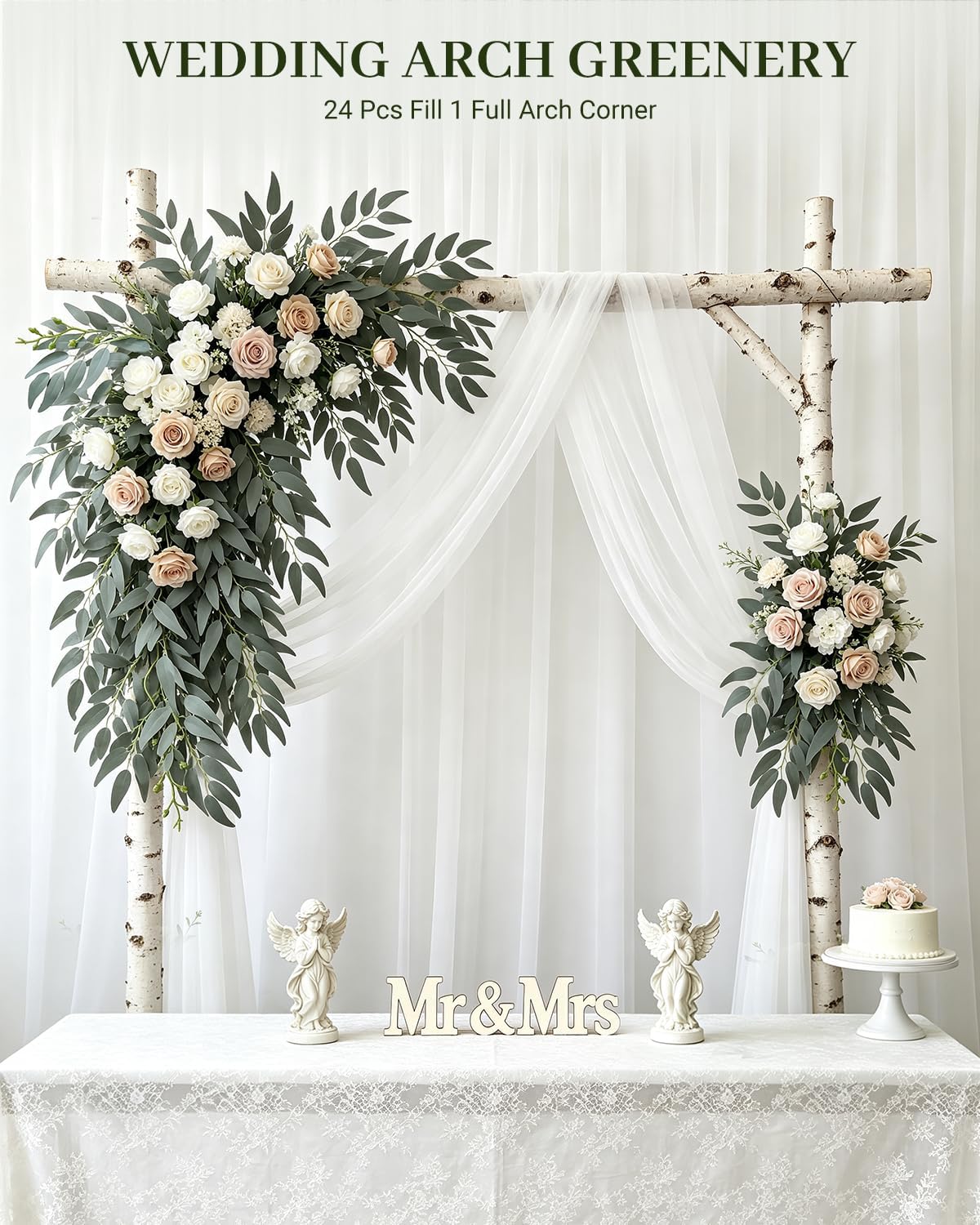 24Pcs Artificial Italian Ruscus Greenery 21" Long Stems, Gray Green | Real Touch Silk Leaves for DIY Wedding Arches, Bridal Bouquets, Centerpieces, Floral Arrangements & Home Vase Greenery Decor